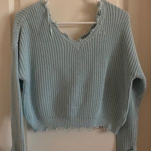 blue knit sweater